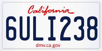 CA license plate 6ULI238