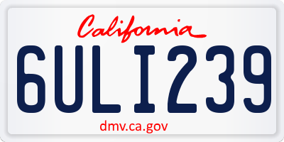 CA license plate 6ULI239