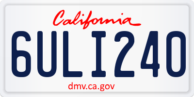 CA license plate 6ULI240