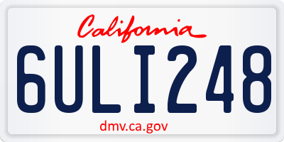 CA license plate 6ULI248