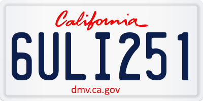 CA license plate 6ULI251
