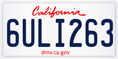 CA license plate 6ULI263