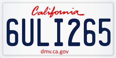 CA license plate 6ULI265