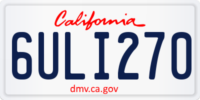 CA license plate 6ULI270