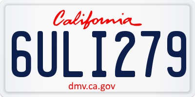 CA license plate 6ULI279