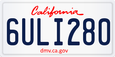 CA license plate 6ULI280