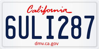 CA license plate 6ULI287