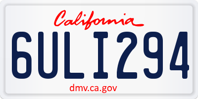 CA license plate 6ULI294