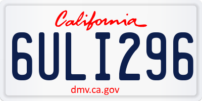 CA license plate 6ULI296