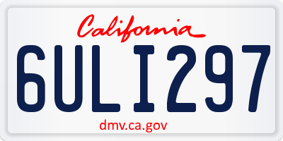 CA license plate 6ULI297