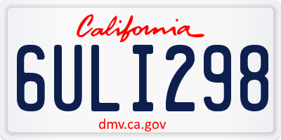 CA license plate 6ULI298