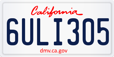 CA license plate 6ULI305
