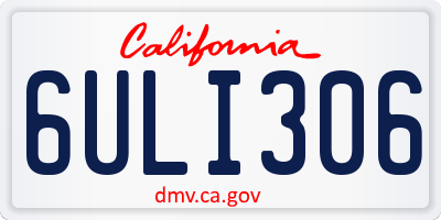 CA license plate 6ULI306