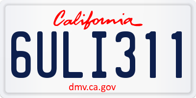 CA license plate 6ULI311