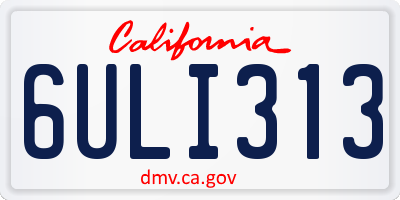 CA license plate 6ULI313