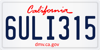 CA license plate 6ULI315