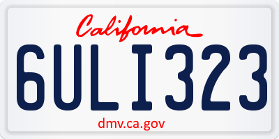 CA license plate 6ULI323