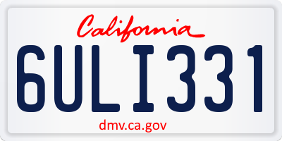 CA license plate 6ULI331