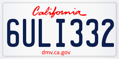 CA license plate 6ULI332
