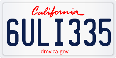 CA license plate 6ULI335