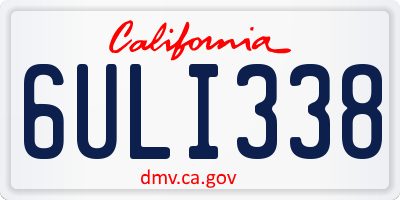CA license plate 6ULI338