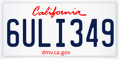 CA license plate 6ULI349