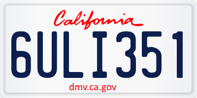 CA license plate 6ULI351