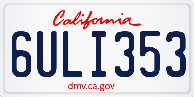 CA license plate 6ULI353