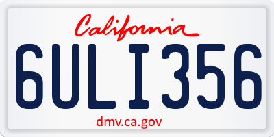 CA license plate 6ULI356