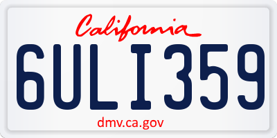 CA license plate 6ULI359