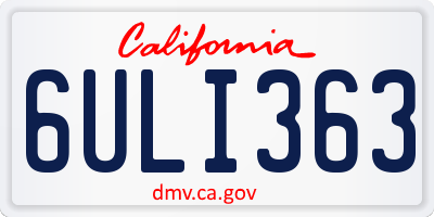 CA license plate 6ULI363