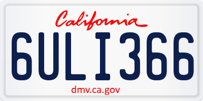 CA license plate 6ULI366