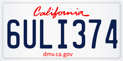 CA license plate 6ULI374