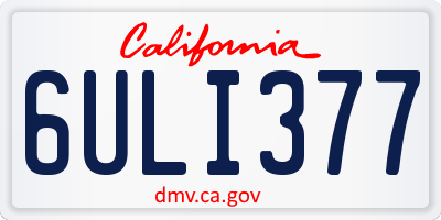CA license plate 6ULI377
