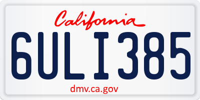 CA license plate 6ULI385