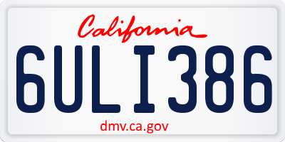 CA license plate 6ULI386