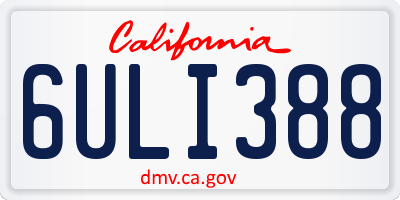 CA license plate 6ULI388
