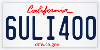 CA license plate 6ULI400