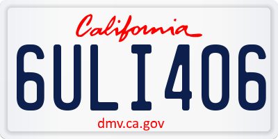 CA license plate 6ULI406
