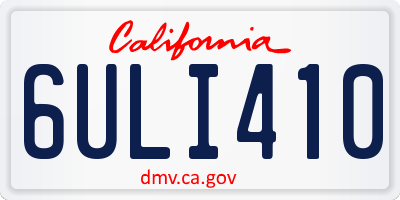 CA license plate 6ULI410
