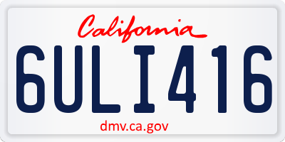 CA license plate 6ULI416