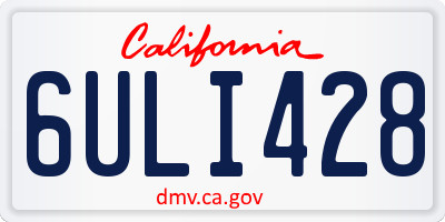 CA license plate 6ULI428