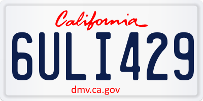 CA license plate 6ULI429