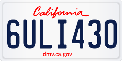 CA license plate 6ULI430