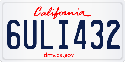 CA license plate 6ULI432
