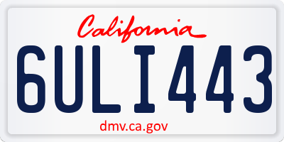 CA license plate 6ULI443