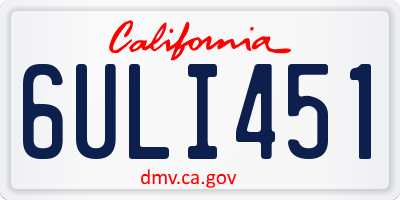 CA license plate 6ULI451