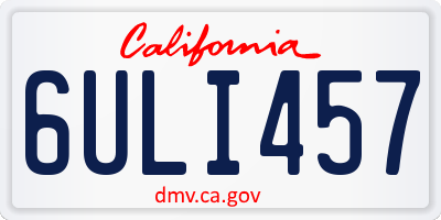 CA license plate 6ULI457