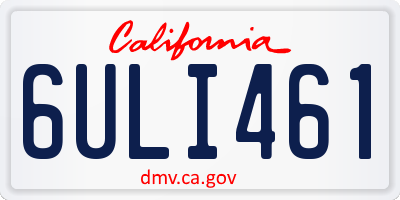 CA license plate 6ULI461
