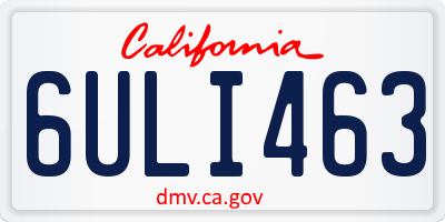 CA license plate 6ULI463